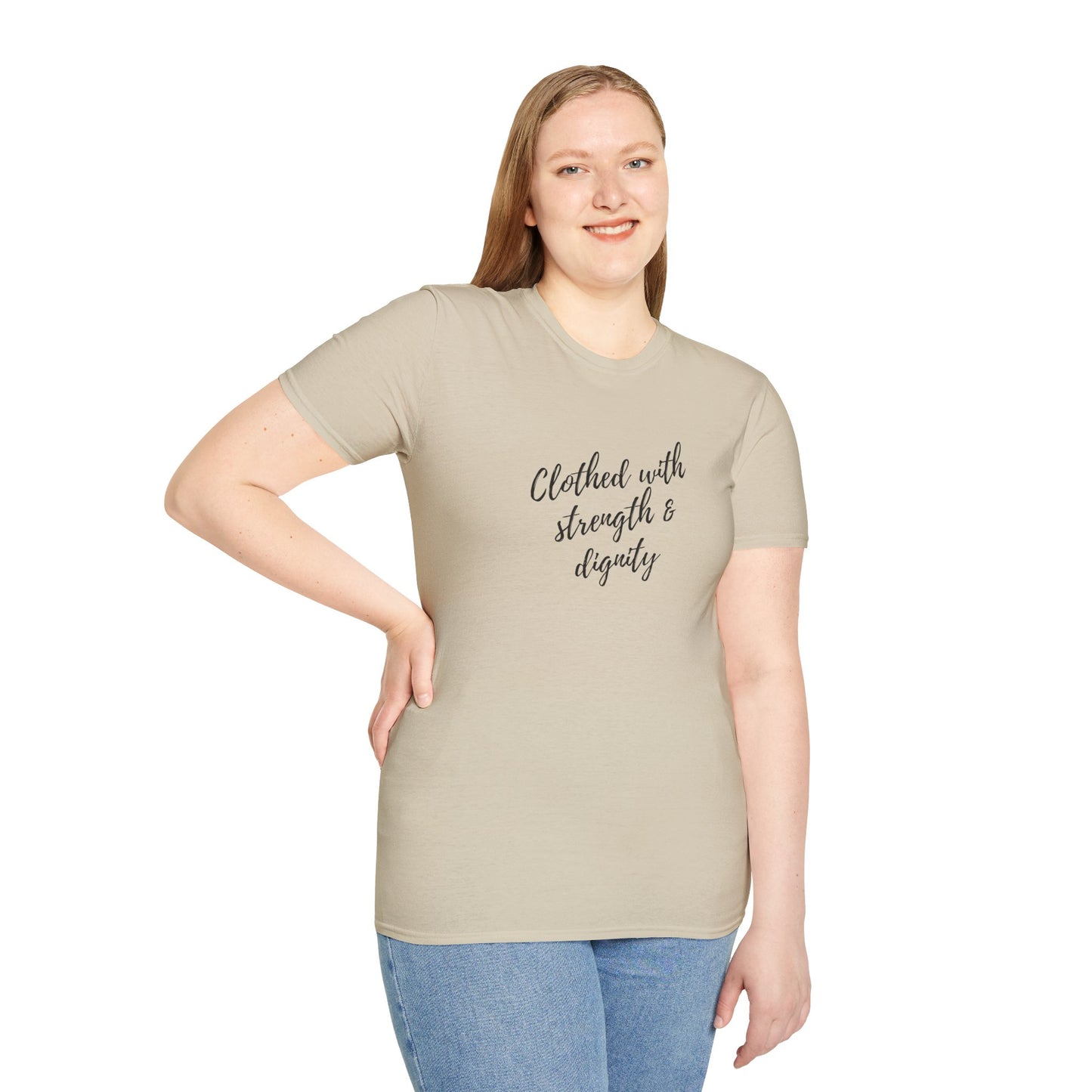 Women's "Clothed with Strength & Dignity" Softstyle T-Shirt