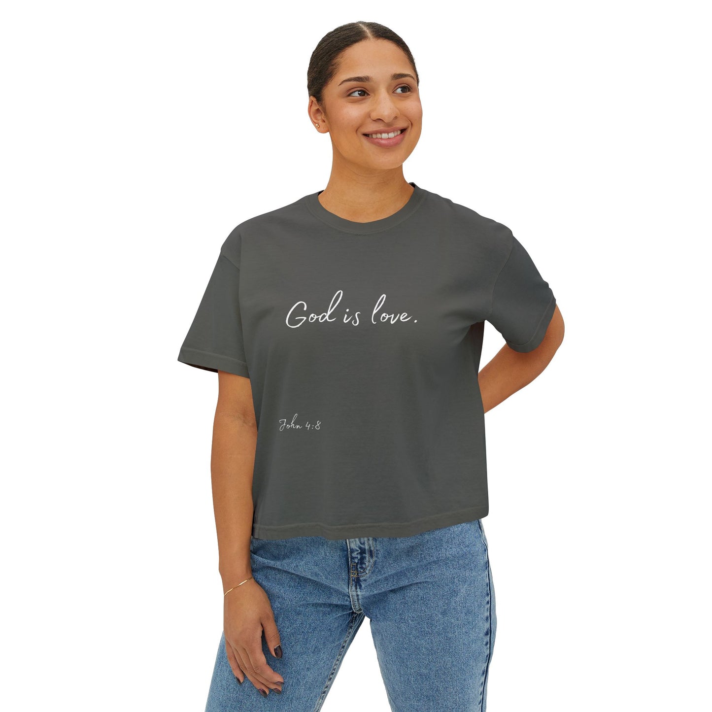 Women's Boxy "God is Love" Tee (John 4:8)