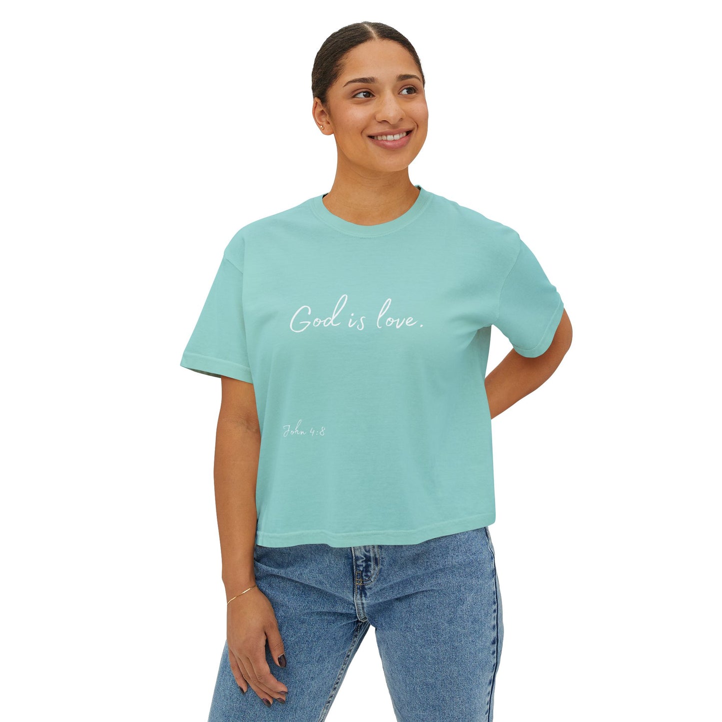 Women's Boxy "God is Love" Tee (John 4:8)